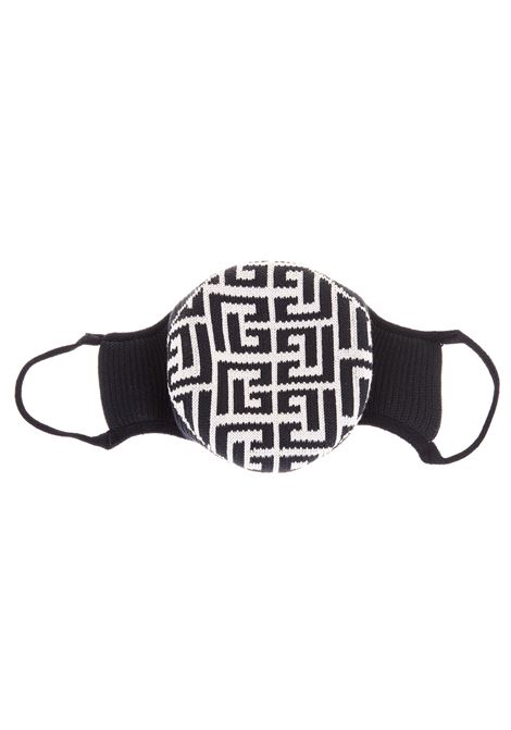 BALMAIN Mascherina Monogram Nera e Avorio - BALMAIN