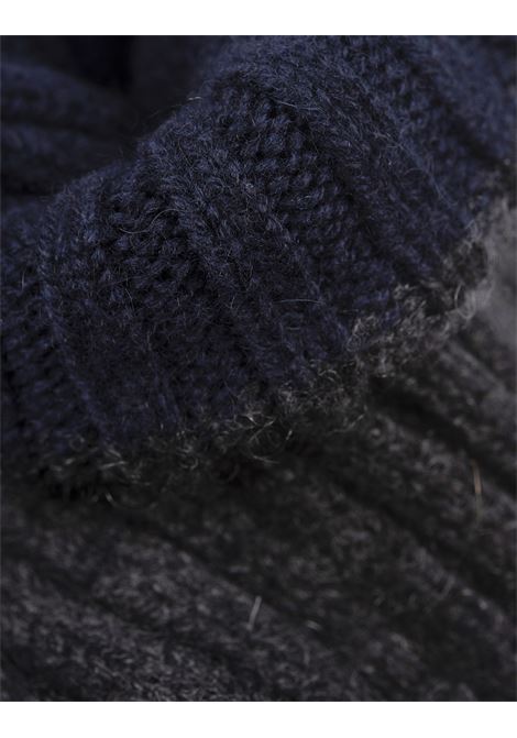 FEDELI Beanie In Double Cashmere Blu E Grigio - FEDELI