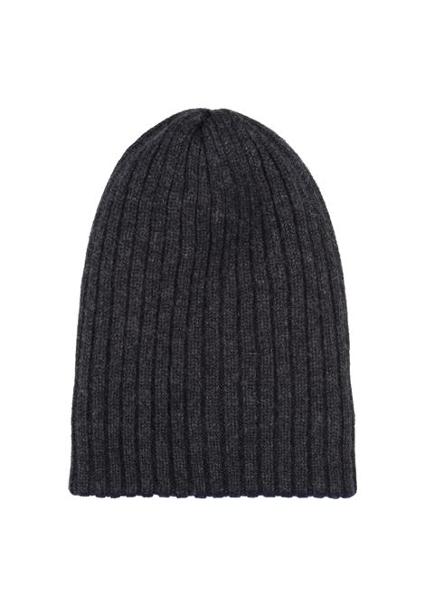 FEDELI Beanie In Double Cashmere Grigio E Blu - FEDELI