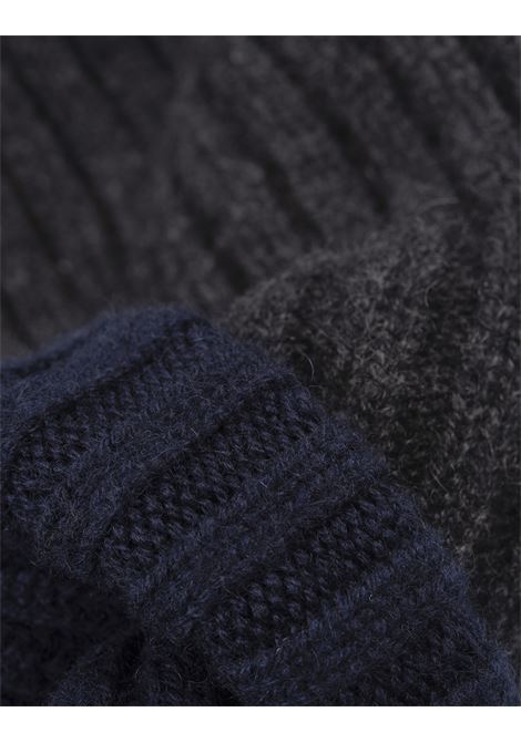 FEDELI Beanie In Double Cashmere Grigio E Blu - FEDELI