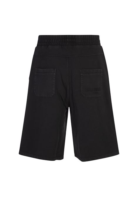 BALMAIN Bermuda In Cotone Nero Con Logo Balmain Vintage - BALMAIN