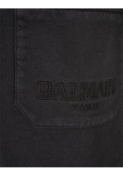 BALMAIN Bermuda In Cotone Nero Con Logo Balmain Vintage - BALMAIN