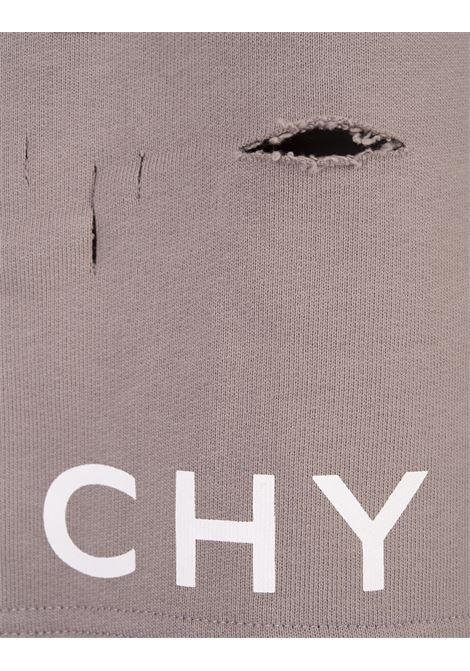 GIVENCHY Bermuda Sportivi Destroyed Taupe Con Logo - GIVENCHY