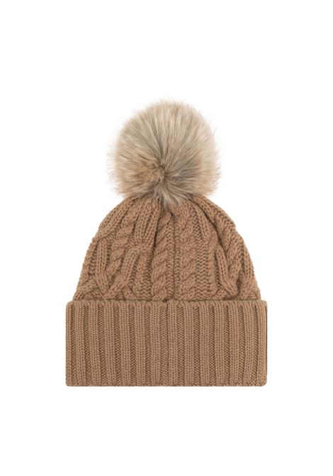 MONCLER Berretto Beige In Lana E Cashmere Con Pompon - MONCLER