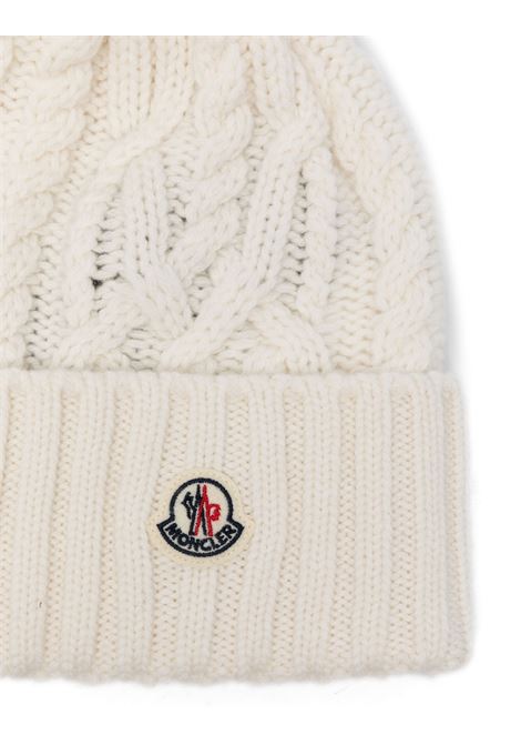 MONCLER Berretto Bianco In Lana E Cashmere Con Pompon - MONCLER