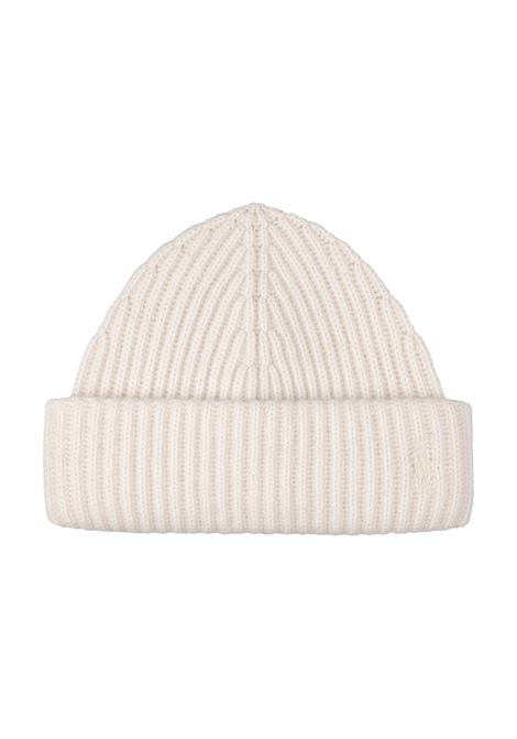 RALPH LAUREN Berretto Bianco In Lana e Cashmere Con Pony Ricamato - RALPH LAUREN