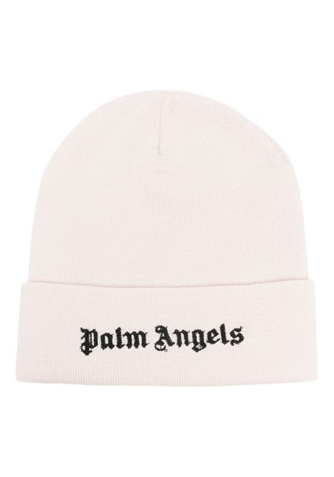 PALM ANGELS Berretto In Lana Nero Con Logo Bianco - PALM ANGELS
