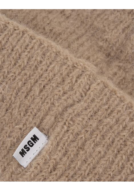 MSGM Berretto In Maglia Di Misto Mohair Cammello - MSGM