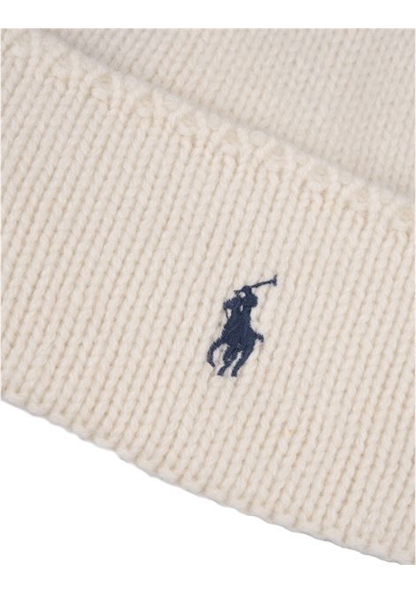 RALPH LAUREN Berretto Polo Pony In Lana Bianca - RALPH LAUREN