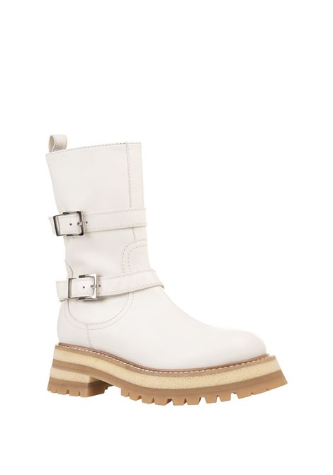 ERMANNO SCERVINO Biker In Pelle Bianca Con Cinturini - ERMANNO SCERVINO