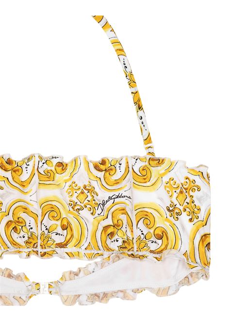DOLCE & GABBANA KIDS Bikini Con Stampa Maiolica Gialla - DOLCE & GABBANA KIDS