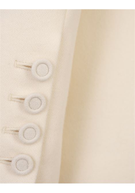 ERMANNO SCERVINO Blazer In Lana Vergine Bianca Con Applicazioni A Fiori - ERMANNO SCERVINO