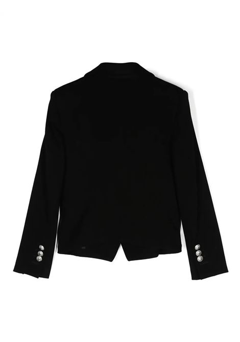 BALMAIN KIDS Blazer Monopetto Nero Con Bottoni Goffrati Argento - BALMAIN KIDS