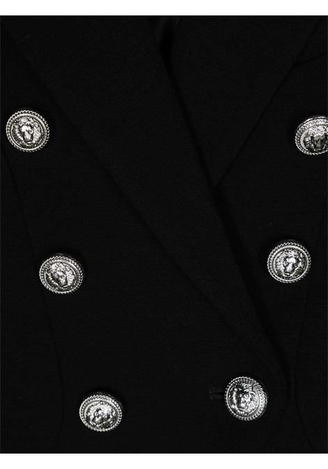 BALMAIN KIDS Blazer Monopetto Nero Con Bottoni Goffrati Argento - BALMAIN KIDS