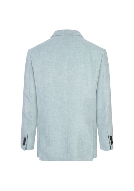 KITON Blazer Uomo In Lino Spinato Verde Menta - KITON