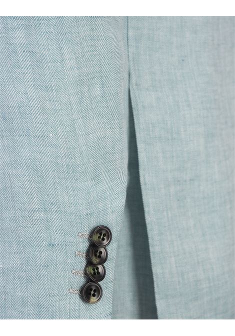 KITON Blazer Uomo In Lino Spinato Verde Menta - KITON