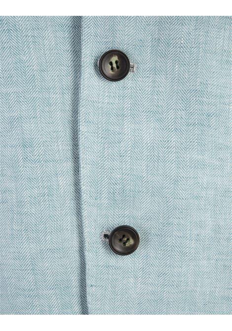 KITON Blazer Uomo In Lino Spinato Verde Menta - KITON