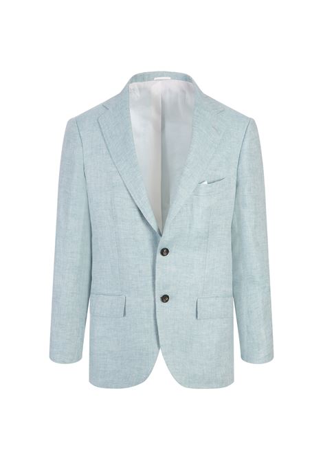 KITON Blazer Uomo In Lino Spinato Verde Menta - KITON