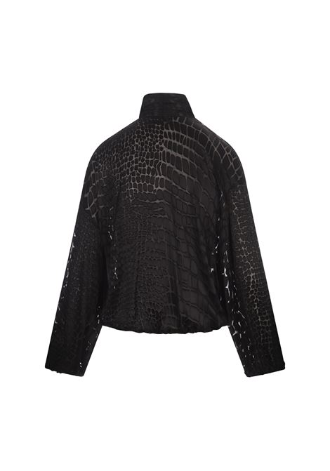 BLUMARINE Blusa Devoré Incrociata Nera Con Sciarpa - BLUMARINE