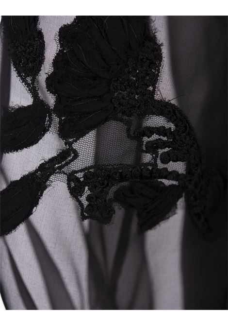 ERMANNO SCERVINO Blusa In Organza Nera Con Pizzo Macramè - ERMANNO SCERVINO