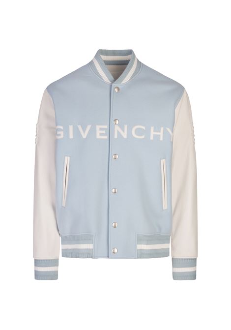 GIVENCHY Bomber GIVENCHY Bianco e Azzurro In Lana e Pelle - GIVENCHY