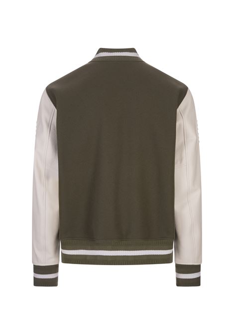 GIVENCHY Bomber GIVENCHY Khaki E Bianco In Lana E Pelle - GIVENCHY