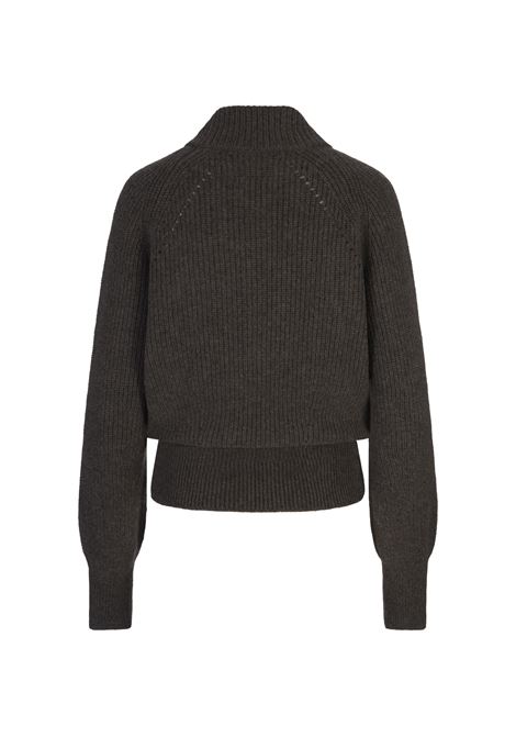 ERMANNO SCERVINO Bomber In Cashmere Grigio Con Logo - ERMANNO SCERVINO