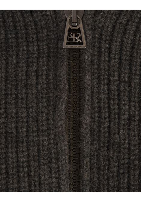 ERMANNO SCERVINO Bomber In Cashmere Grigio Con Logo - ERMANNO SCERVINO