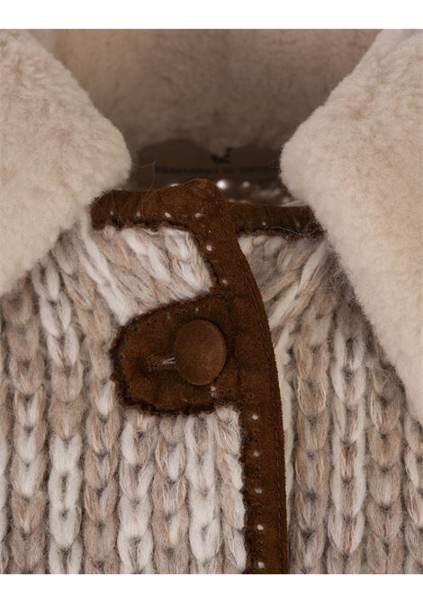 ERMANNO SCERVINO Bomber In Maglia Beige Con Colletto Shearling - ERMANNO SCERVINO