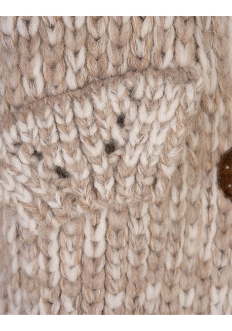 ERMANNO SCERVINO Bomber In Maglia Beige Con Colletto Shearling - ERMANNO SCERVINO