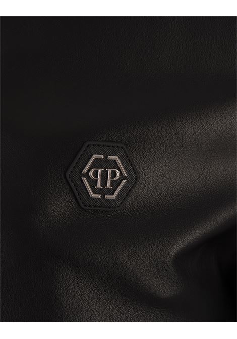 PHILIPP PLEIN Bomber In Pelle Nera Con PP Hexagon - PHILIPP PLEIN