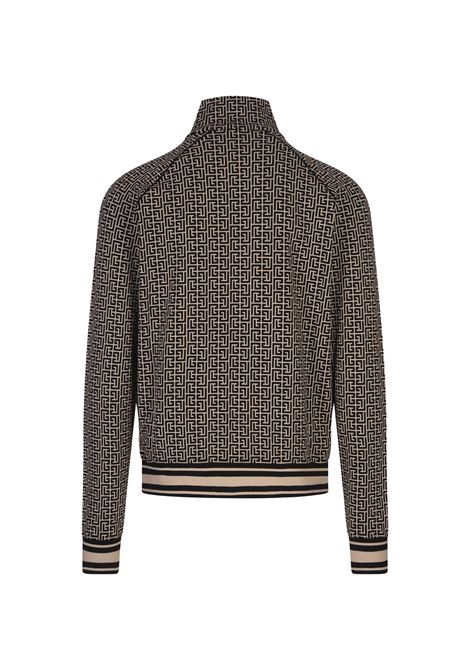 BALMAIN Bomber In Tessuto Monogram Avorio E Nero - BALMAIN