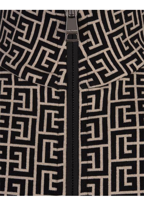BALMAIN Bomber In Tessuto Monogram Avorio E Nero - BALMAIN