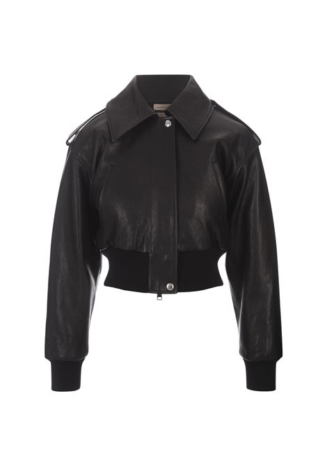 ALEXANDER MCQUEEN Bomber Modello Aviatore Corto in Nero - ALEXANDER MCQUEEN