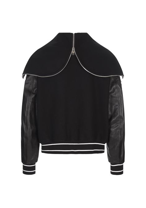 GIVENCHY Bomber Nero In Lana E Pelle Con Cappuccio - GIVENCHY