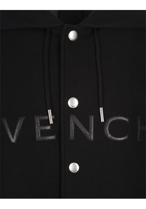 GIVENCHY Bomber Nero In Lana E Pelle Con Cappuccio - GIVENCHY