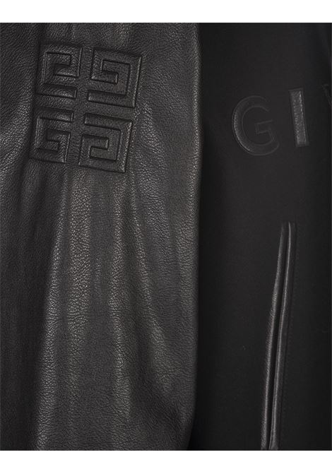 GIVENCHY Bomber Nero In Lana E Pelle Con Cappuccio - GIVENCHY