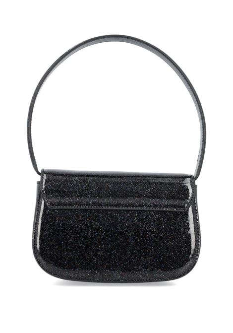 DIESEL Borsa 1DR In Pelle Lucida Glitterata Nera - DIESEL