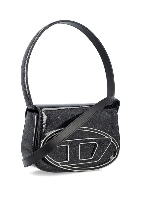 DIESEL Borsa 1DR In Pelle Lucida Glitterata Nera - DIESEL