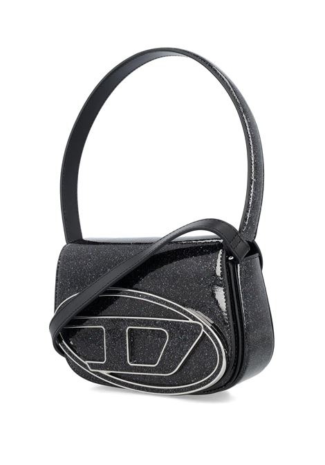 DIESEL Borsa 1DR In Pelle Lucida Glitterata Nera - DIESEL