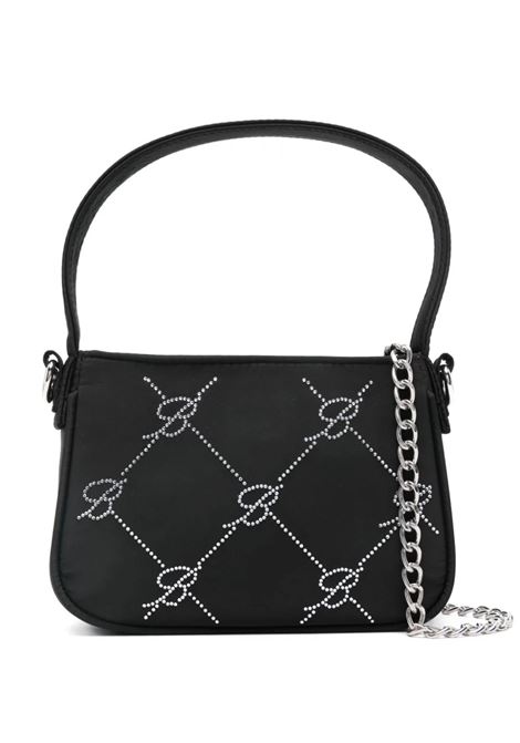MISS BLUMARINE KIDS Borsa a Mano Nera Con Motivo Monogram Di Strass - MISS BLUMARINE KIDS