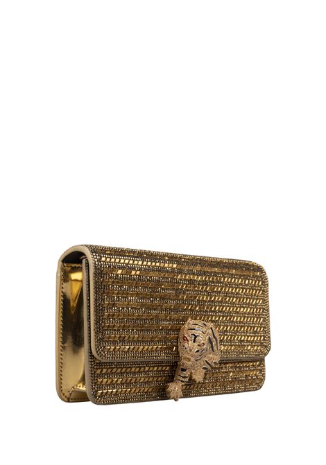 ROBERTO CAVALLI Borsa A Mano Roar Dorata Con Tigri Gioiello - ROBERTO CAVALLI