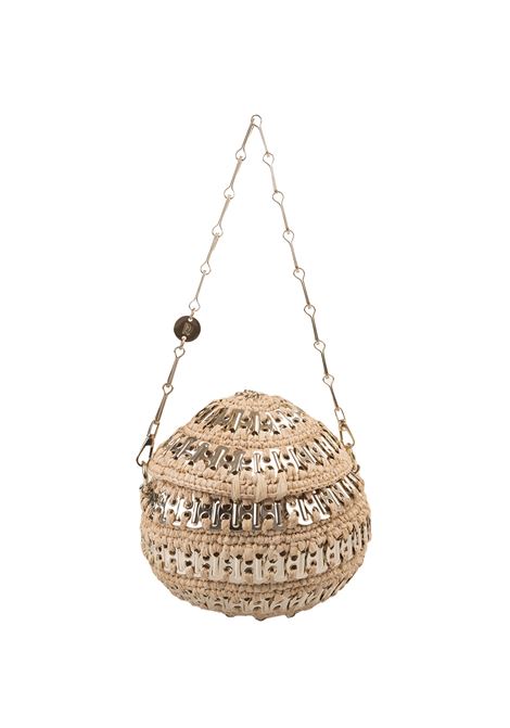 RABANNE Borsa a Spalla 1969 Ball In Rafia e Metallo - RABANNE