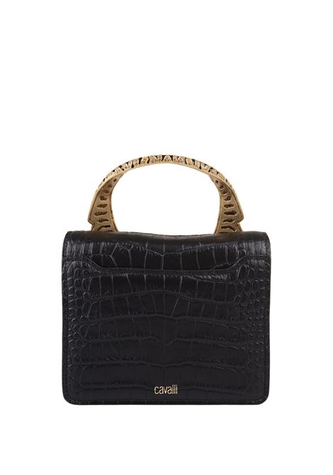 ROBERTO CAVALLI Borsa A Spalla Roar Media Nera Con Tigri Gioiello - ROBERTO CAVALLI