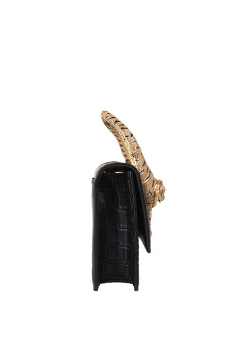 ROBERTO CAVALLI Borsa A Spalla Roar Media Nera Con Tigri Gioiello - ROBERTO CAVALLI