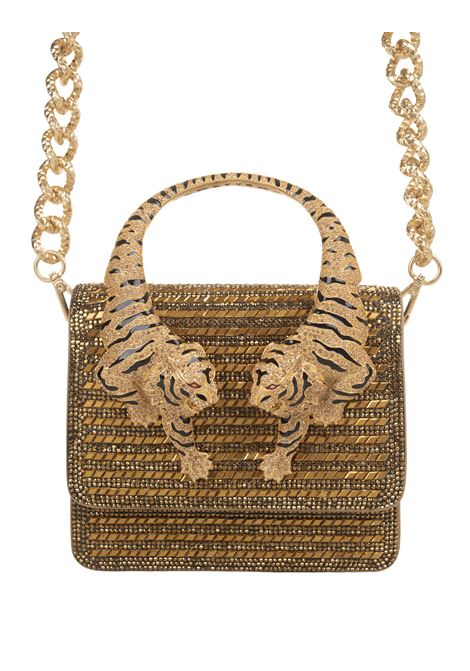ROBERTO CAVALLI Borsa A Spalla Roar Piccola Dorata Con Tigri Gioiello - ROBERTO CAVALLI