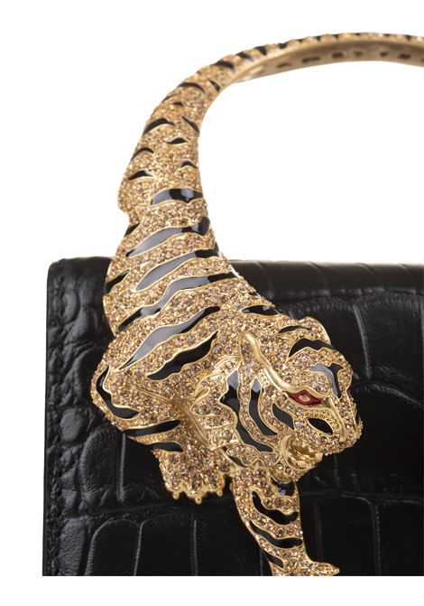 ROBERTO CAVALLI Borsa A Spalla Roar Piccola Nera Con Tigri Gioiello - ROBERTO CAVALLI