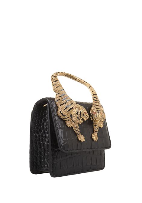 ROBERTO CAVALLI Borsa A Spalla Roar Piccola Nera Con Tigri Gioiello - ROBERTO CAVALLI