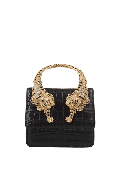 ROBERTO CAVALLI Borsa a Spalla Roar Piccola Nera Con Tigri Gioiello - ROBERTO CAVALLI