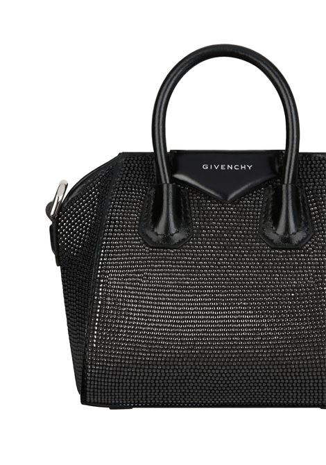 GIVENCHY Borsa Antigona Micro In Satin Nero Con Strass - GIVENCHY